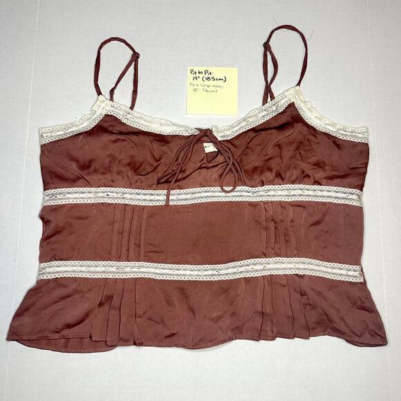 XL Aeropostale Coquette lace Y2K 90s Lorelai Gilmore Crop Top blush Satin - Picture 1 of 15